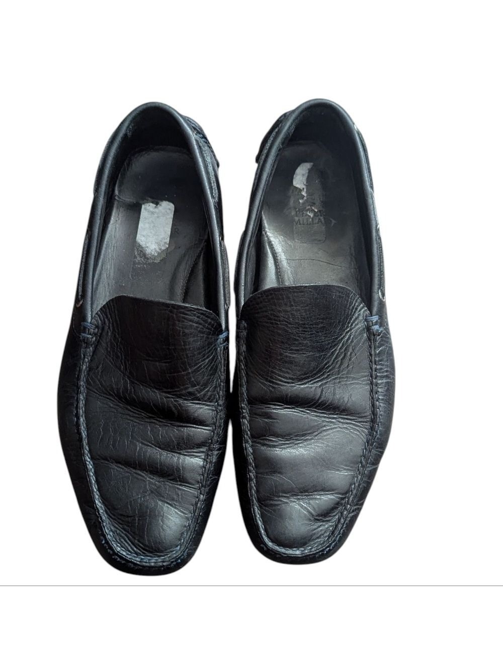 Peter Millar Black Leather Slip-On Loafers